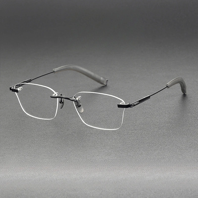 Square glasses frame DTX-424 Business elite men's frameless glasses can be customized Lens