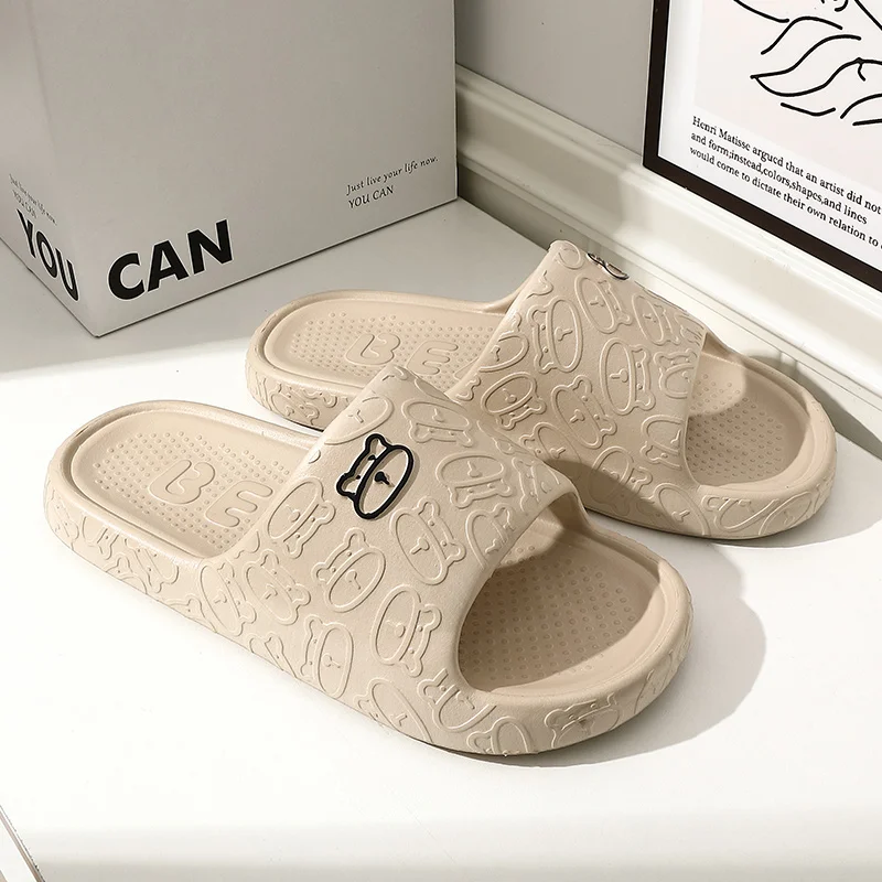 Hot Summer Slippers Men Home Cartoon Printting Anti-odor Sandals Comfort Casual Cool Women EVA Beach Flat Heel Silders Homeshoes