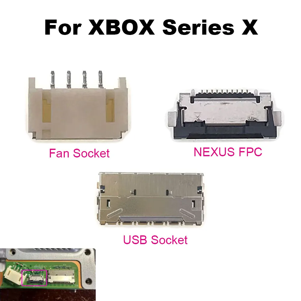 1-3-10PCS For Xbox Series X Power / Eject Button Flex Cable Connector For NEXUS & USB Cooling Fan FPC Socket Repair Part
