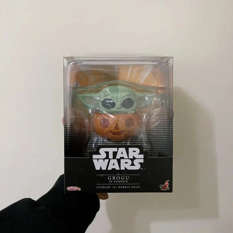 Nieuwe Echte Star Wars Cosbaby Bobble Head De Mandalorian Grogu Pompoen Action Figure Collectible Model Toy Ornament Kawaii Gift