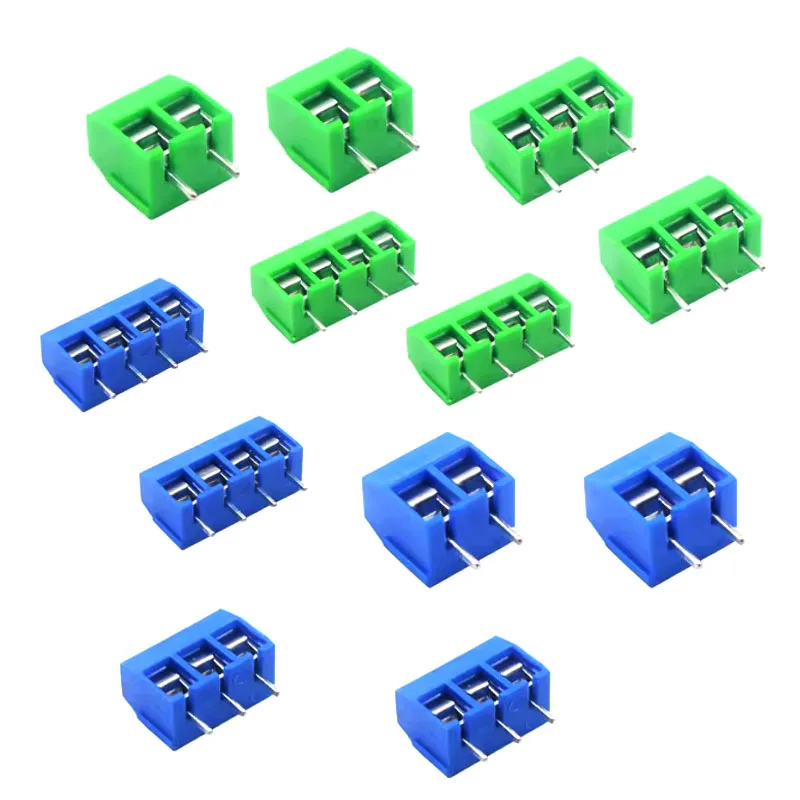 10Pcs KF301 KF301-2P 3P 4P 5mm Screw Wire Terminal Block Pitch 5.0mm Straight Pin Spliceable Plug-in PCB Cable Connector