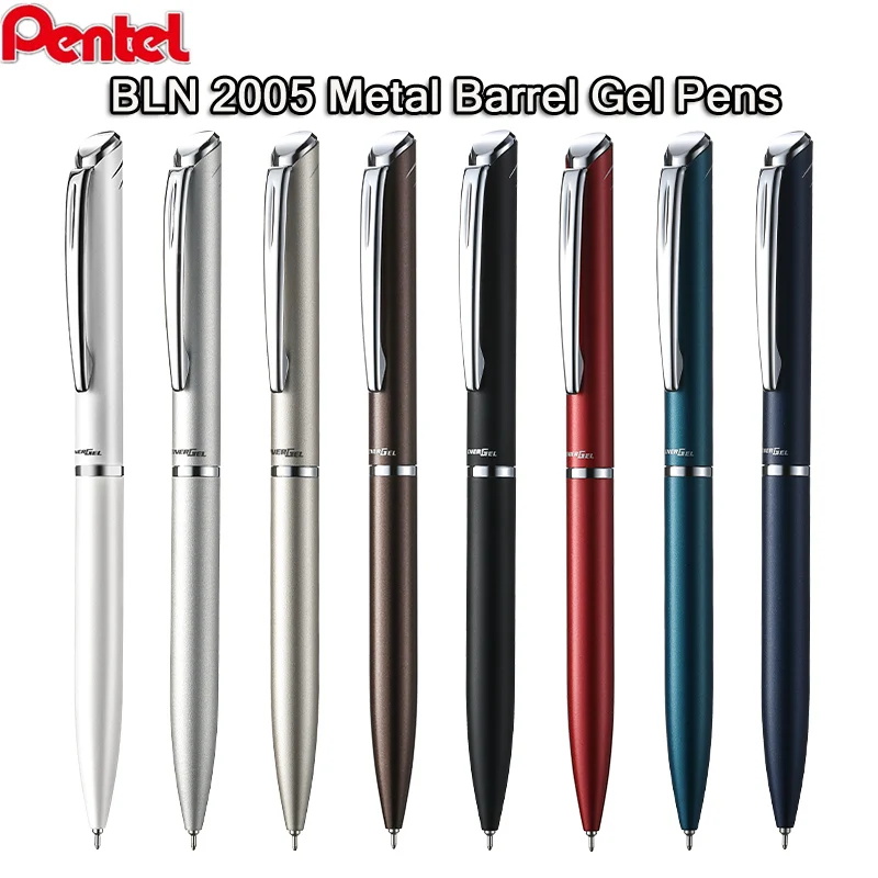 Pentel BLN2005 All-Metal Body Gel Pen,Assorted Colors Low Center of Gravity Rotating Signing Stylo Black Ink For Meeting,Planner