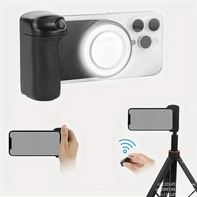 Mobile Phone Camera Handle 360° Rotating Magnetic Holder with Detachable Remote Shutter Bluetooth-Compatible Camera Handle