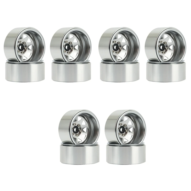 

12PCS Deep Dish Wagon 1.9 Metal Beadlock Wheel Hub Rim For 1/10 RC Crawler Axial SCX10 90046 Traxxas TRX4 RC4WD D90,1