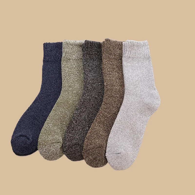 5/10 Pairs High Quality Men’s Socks Fashion Winter Cotton Wool Male Women Socks Thicker Solid Wool Against Cold Snow Terry Sock