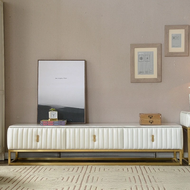 

Light Luxury Post-modern Metal Marble TV Cabinet Furniture Model Room Stainless Steel Floor Cabinet