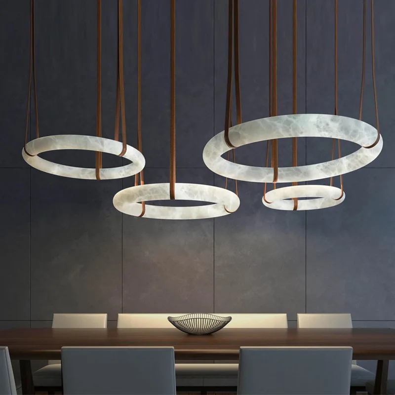 Pandent Lights New Trend Natural Marble LED Copper Lighting Luxury Post-modern Minimalist Hanging Lamps Fixtures For Living Room