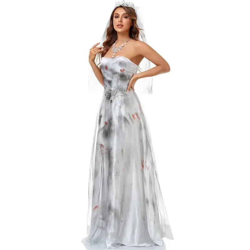 Halloween Cosplay Scary Ghost Bride Vampire Women Masquerade Costume