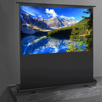 Grey Fiber Glass Floor Standing Pull Up Projector Screen 16:10 Portable Quickly Assembly For Home Theater Conference Outdoor