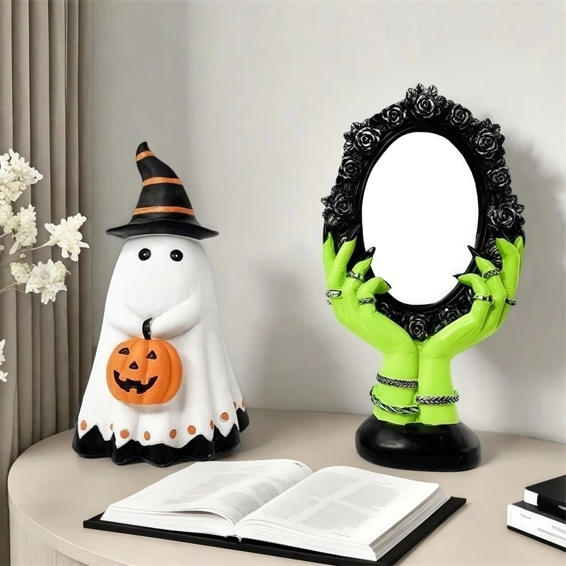 

Halloween Creative Ghost Magic Mirror Decoration Spooky Tabletop Ornament Haunted House Party Prop Funny Home Decor Atmosphere