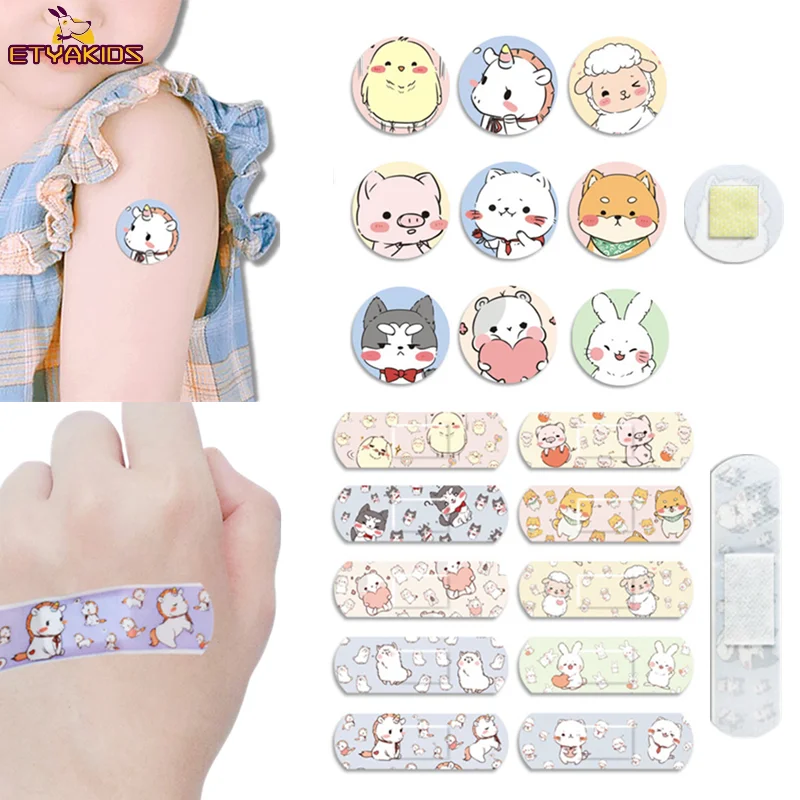 120pcs/pack Cartoon Band Aid Round Syringe Injection Hole Skin Patch for Children Kids Breathable Waterproof Plaster Bandages