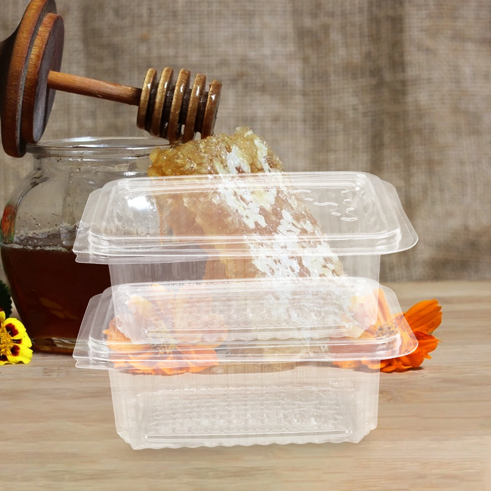 

10pcs Storage Box Clear Honeycomb Container With Lid Wide Honey Keeper Box For Fridge Honeycomb Honey Storage Organizer