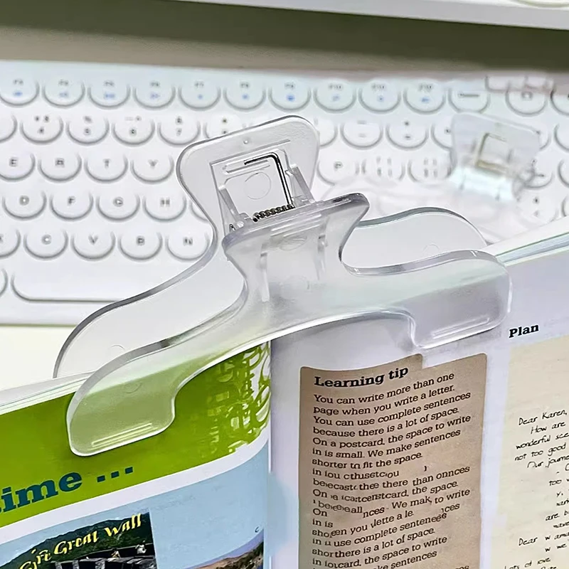 1pc Transparent plastic book clip simple reading aid fixed book holder Bookmarks creative design practical note holder
