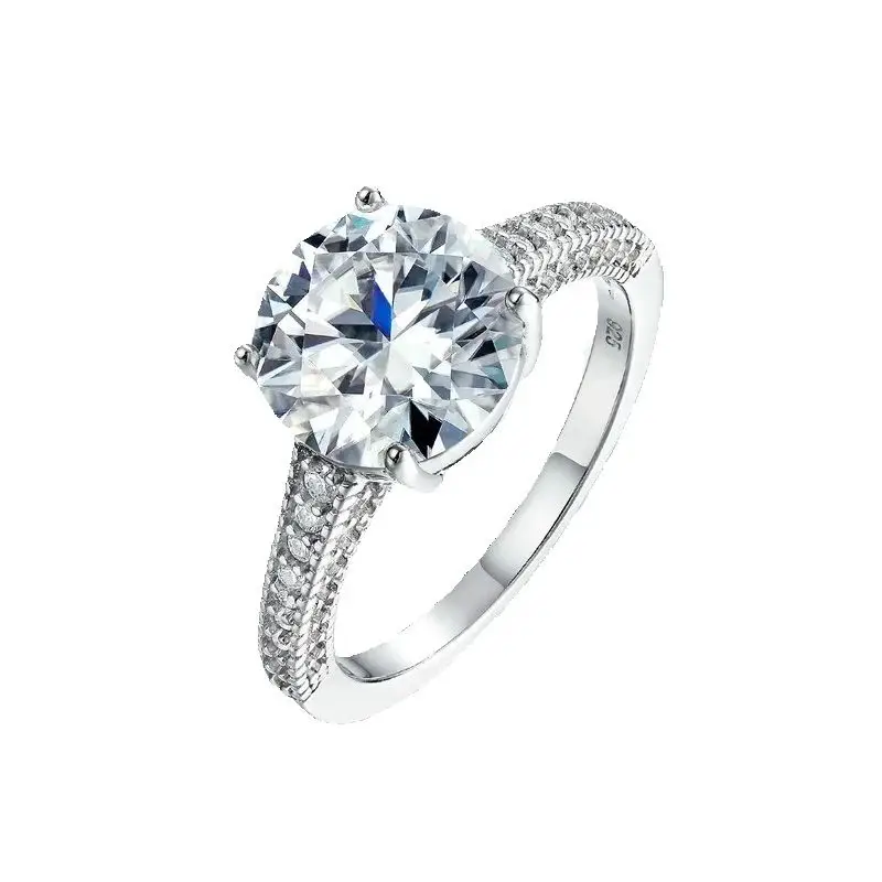 

WES Super Sparkling Moissanite Diamond Ring 925 Pure Silver Bottom PT950 Platinum Proposal and Engagement Couple Ring High Luxu