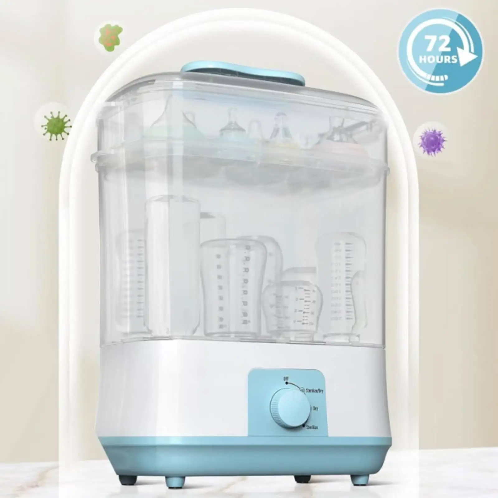 2 in 1 Baby Bottle Warmer and Dryer Machine for Nursery Sterilizing and Drying Thermal Baby Bottles