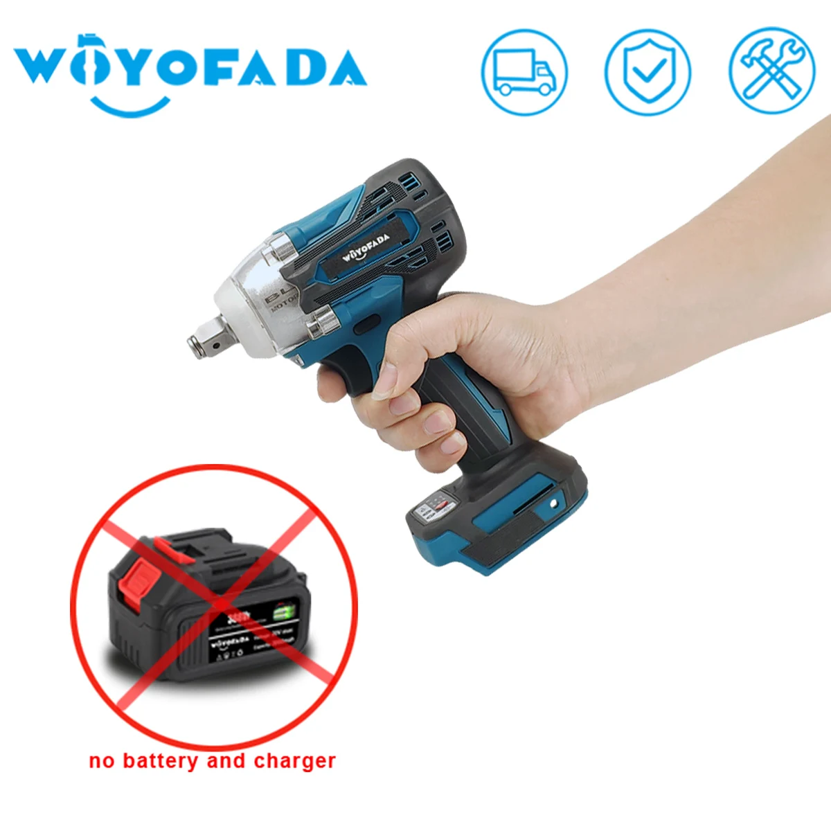 WOYOFADA 1/2 Inch Brushless Electric Impact Wrench Cordless Electric Wrench For Makita 18V Battery Screwdriver Power Tools