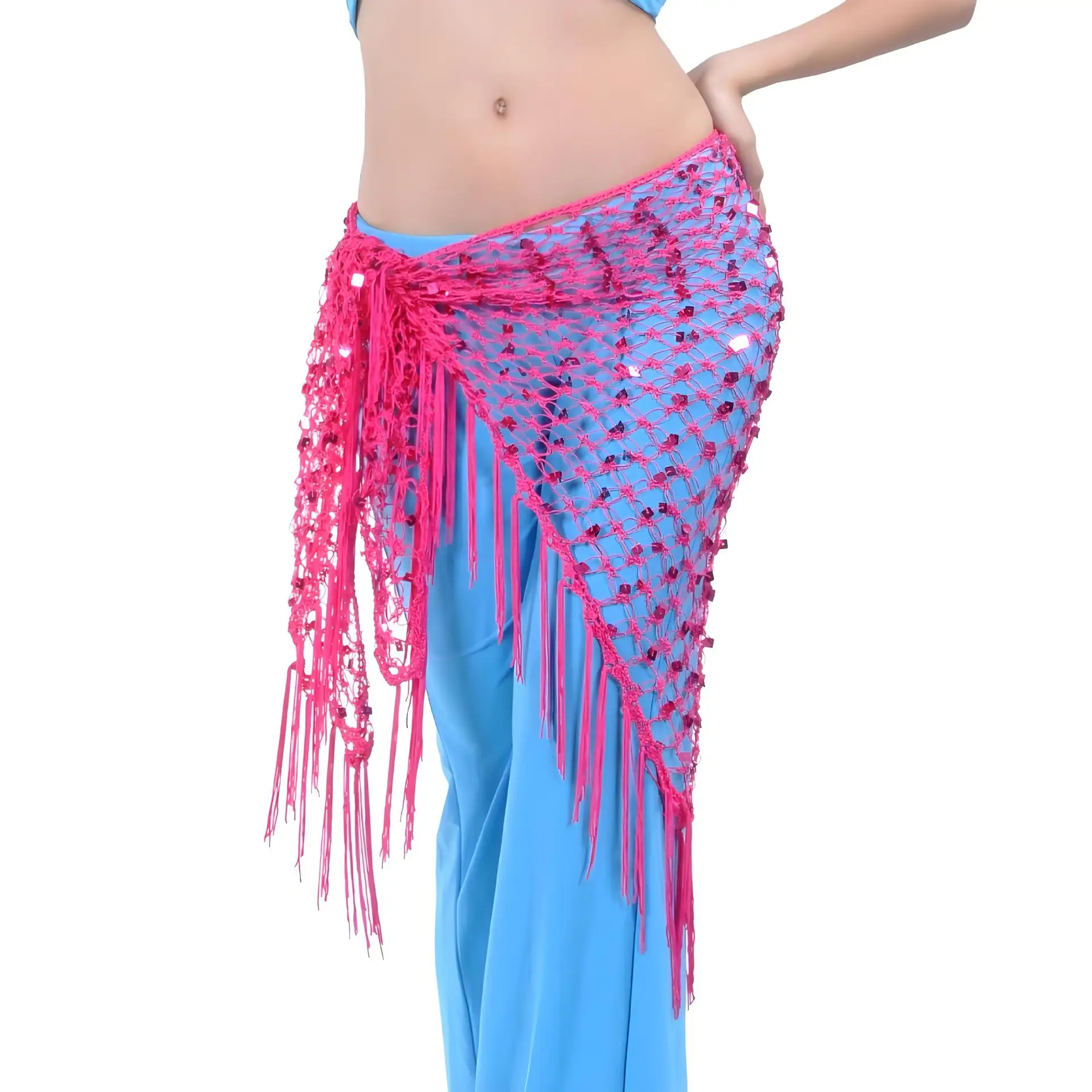 Triangle Scarf Shawl Belly Dance Costume Belly Dance Waist Chain Belly Dance Hip Scarf Mermaid Sequin Hip Scarf