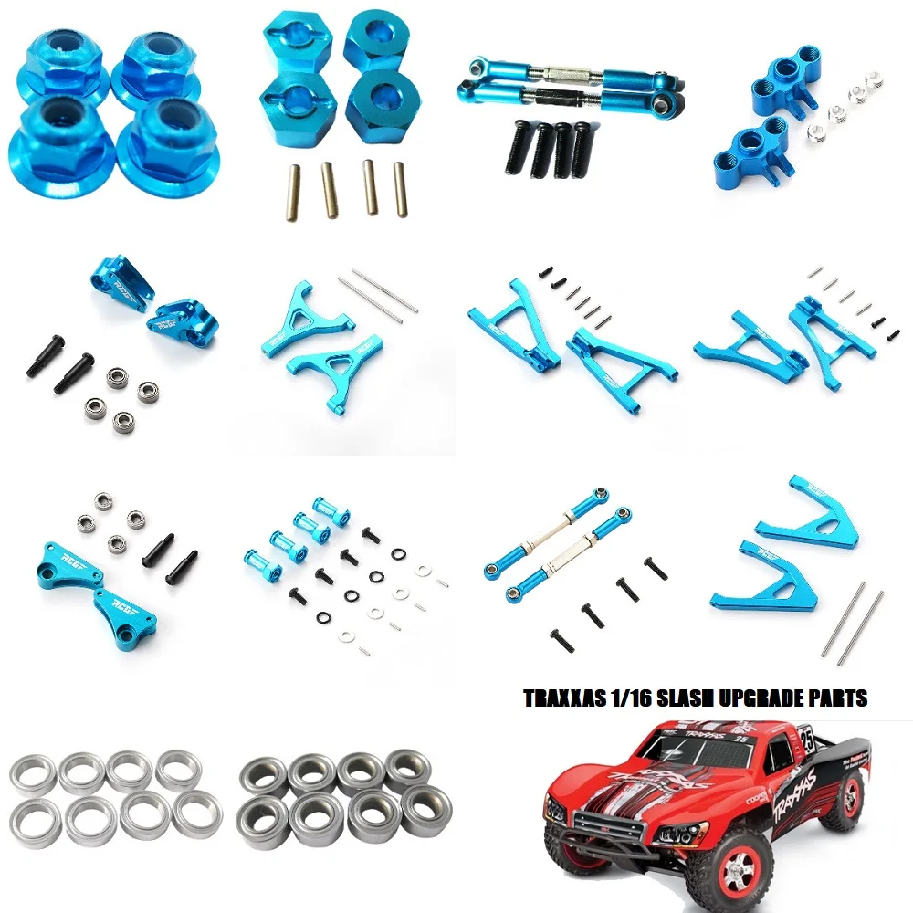 

RCGOFOLLOW Aluminum Alloy Axle Carriers Rocker Tyre Nut Arm Bearings Upgrade Parts For RC Traxxas 1/16 Slash 4x4 70054-1