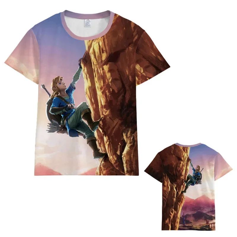 Zelda Tears of The Kingdom T-shirt Anime Cartoon Short Sleeve Cosplay Prom Dress Up Props Men Loose Breathable Clothes Tops Gift