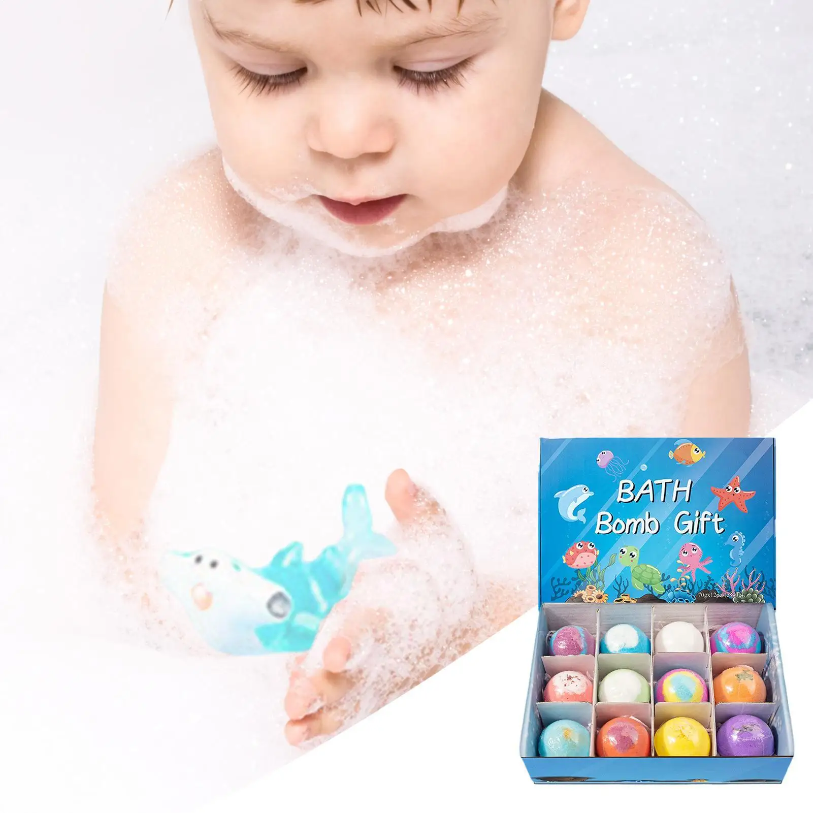 Kids Bath Bombs Toy Surprise Glow In Dark Toys Natural Bath Fizz Balls Set For Children Holiday Gift Set Party Favors