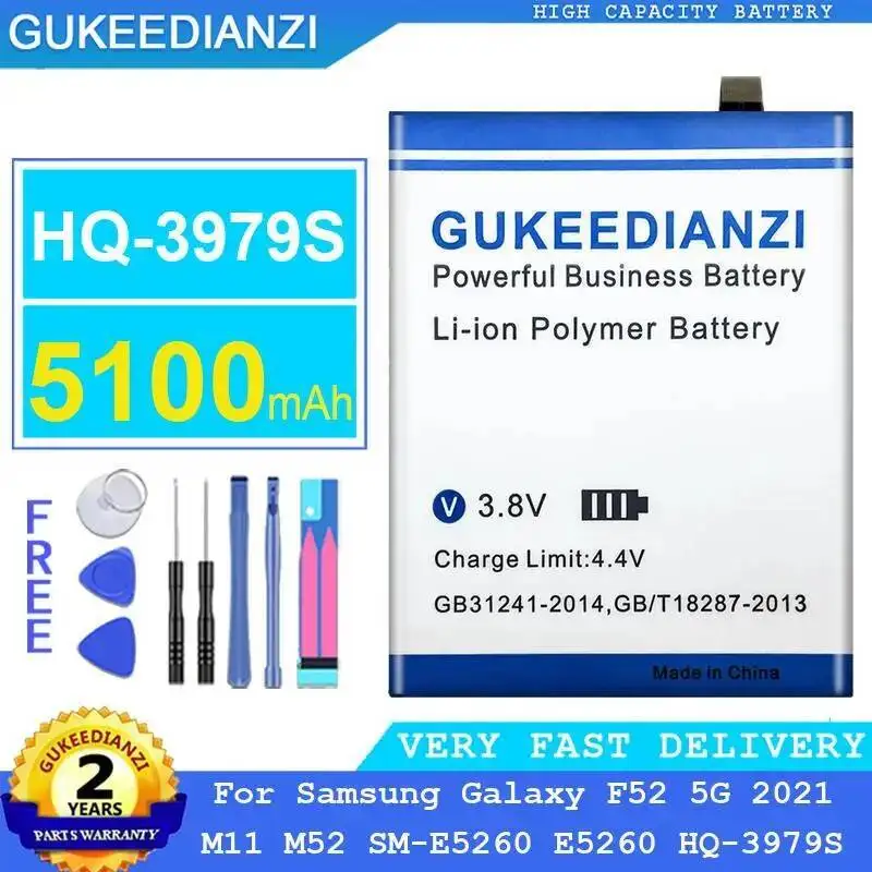 

Высокоэффективный аккумулятор для мобильного телефона Samsung Galaxy F52 5G 2021 M11 M52 SM-E5260 E5260 HQ-3979S премиум-класса, 5100 мАч