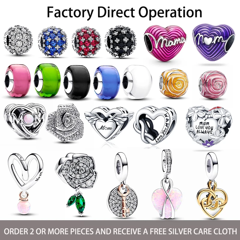 2024 Popular Hot Sale 925 Sterling Silver Women Mother's Day Bead Charms Suitable for 925 Silver Women Bracelet Gift