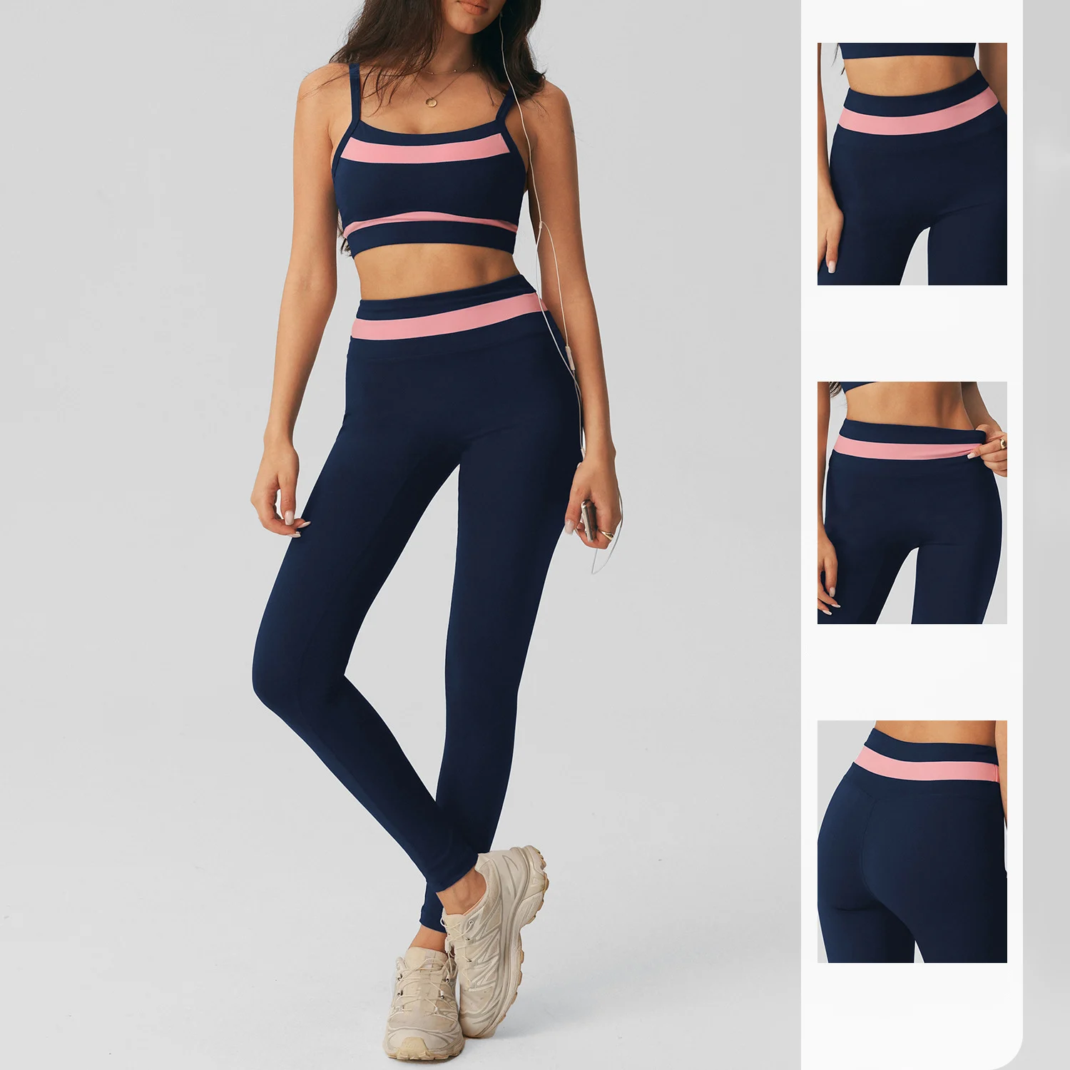Yoga Set Women's Naked Feel Tank Top High Waist Tight Long Pants Quick Dry Breathable Outfit Running Workout Fitness Sportwear