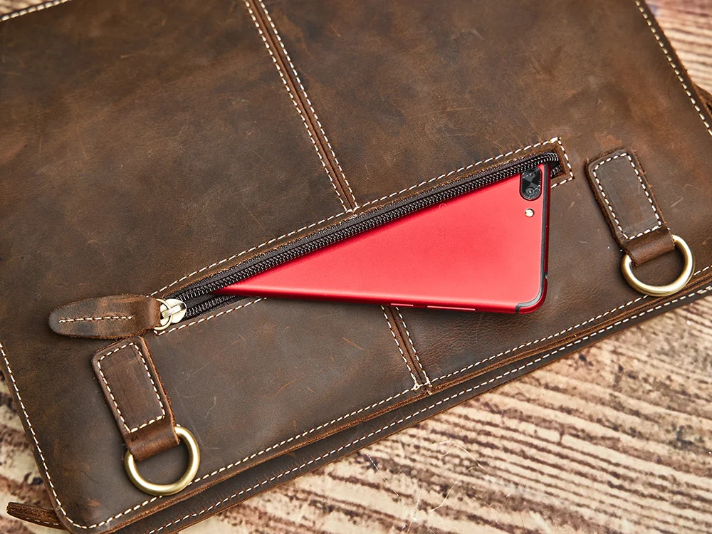 Nupugoo schlanke Umhängetasche Herren Echt leder Retro Umhängetasche täglich Pendler Rindsleder Umhängetasche Clutch Tasche Büro tasche – Detail 12