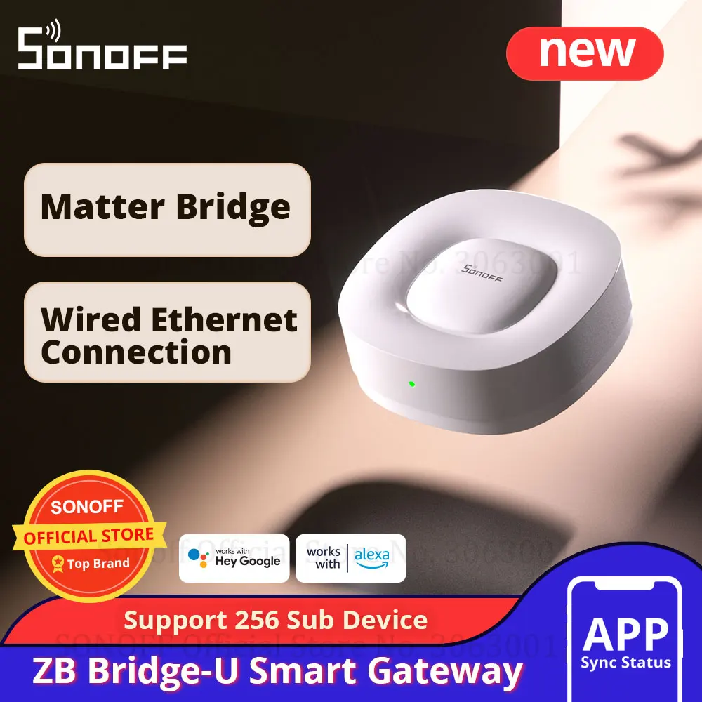 SONOFF ZB Bridge-U Matter Zigbee Bridge Ultra Smart Home Gateway compatible con 256 subdispositivo funciona con Alexa Google Home SNZB-06P ZBMINIL2