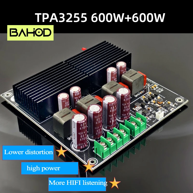 BAHOD SAMP-200 TPA3255 двухчиповая плата аудиоусилителя 600 Вт + 600 Вт, 2-канальная плата усилителя высокой мощности