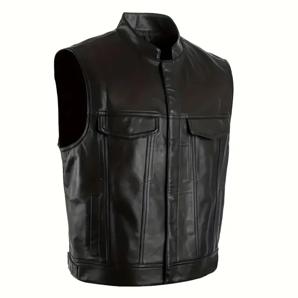 

Biker Leather Faux Leather Vest Brand New Classic Theme Multi-size Options Black Faux Leather Vest Motorcycle 2XL