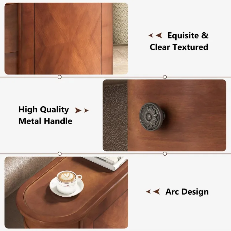 لطاولة السرير من خشب الجوز الصلب من Tribesigns مع درجين تخزين كبيرين موفر للمساحة ومتعدد الاستخدامات لغرفة النوم والدخول