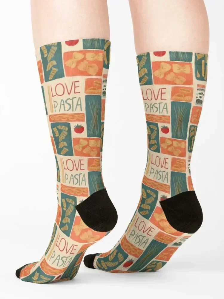 I love pasta Socks anti slip football Christmas Antiskid soccer cycling Women Socks Men's