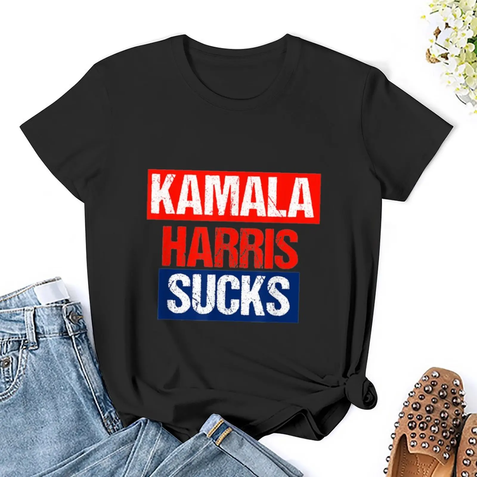 Kamala Harris Sucks Anti Kamala T-Shirt summer clothes aesthetic clothes hippie clothes Blouse cute t-shirts for Women image 5