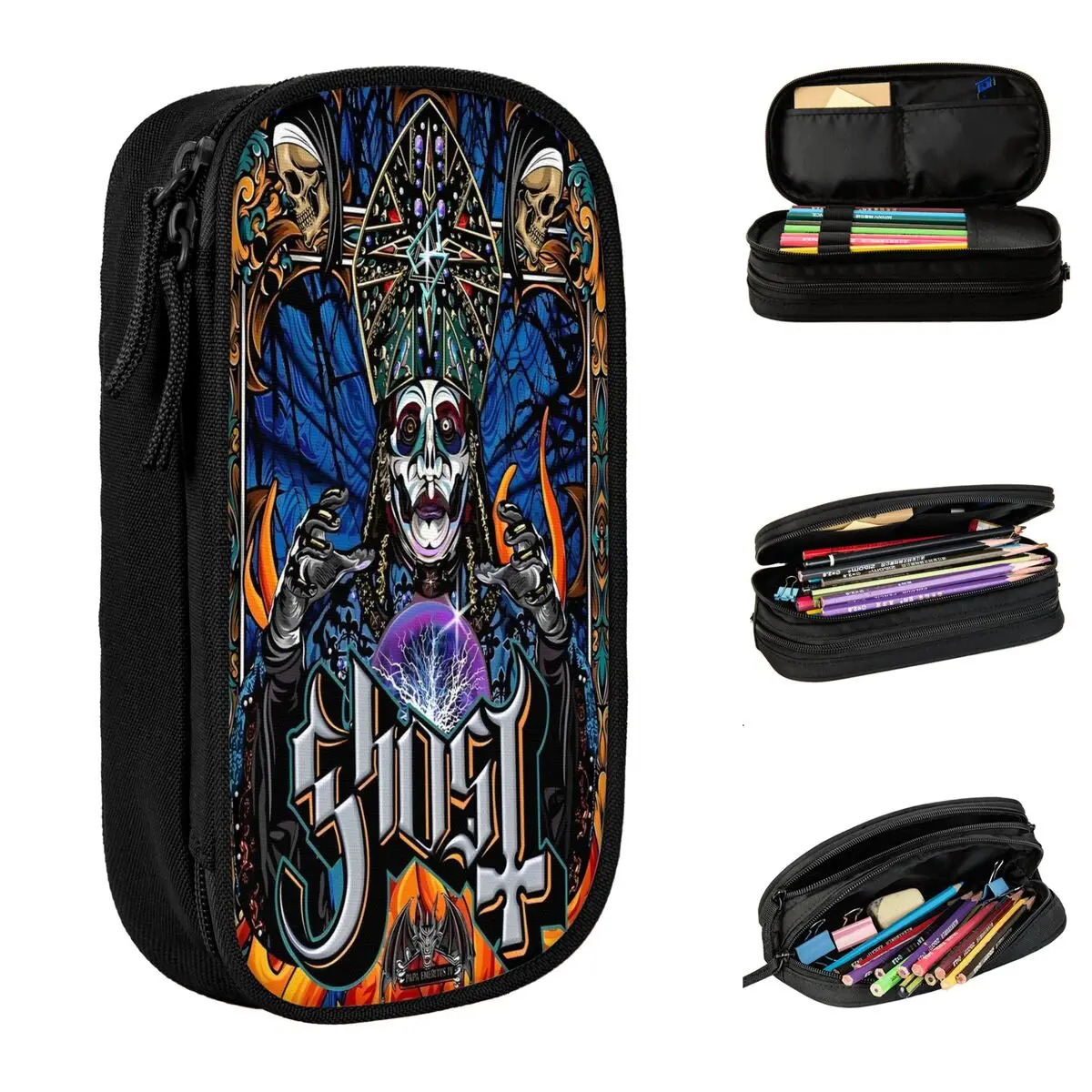 Ghost Band Metal Rock Pencil Case Music Pencilcases Pen for Girls Boys Big Capacity Bags School Supplies Cosmetic Accessories