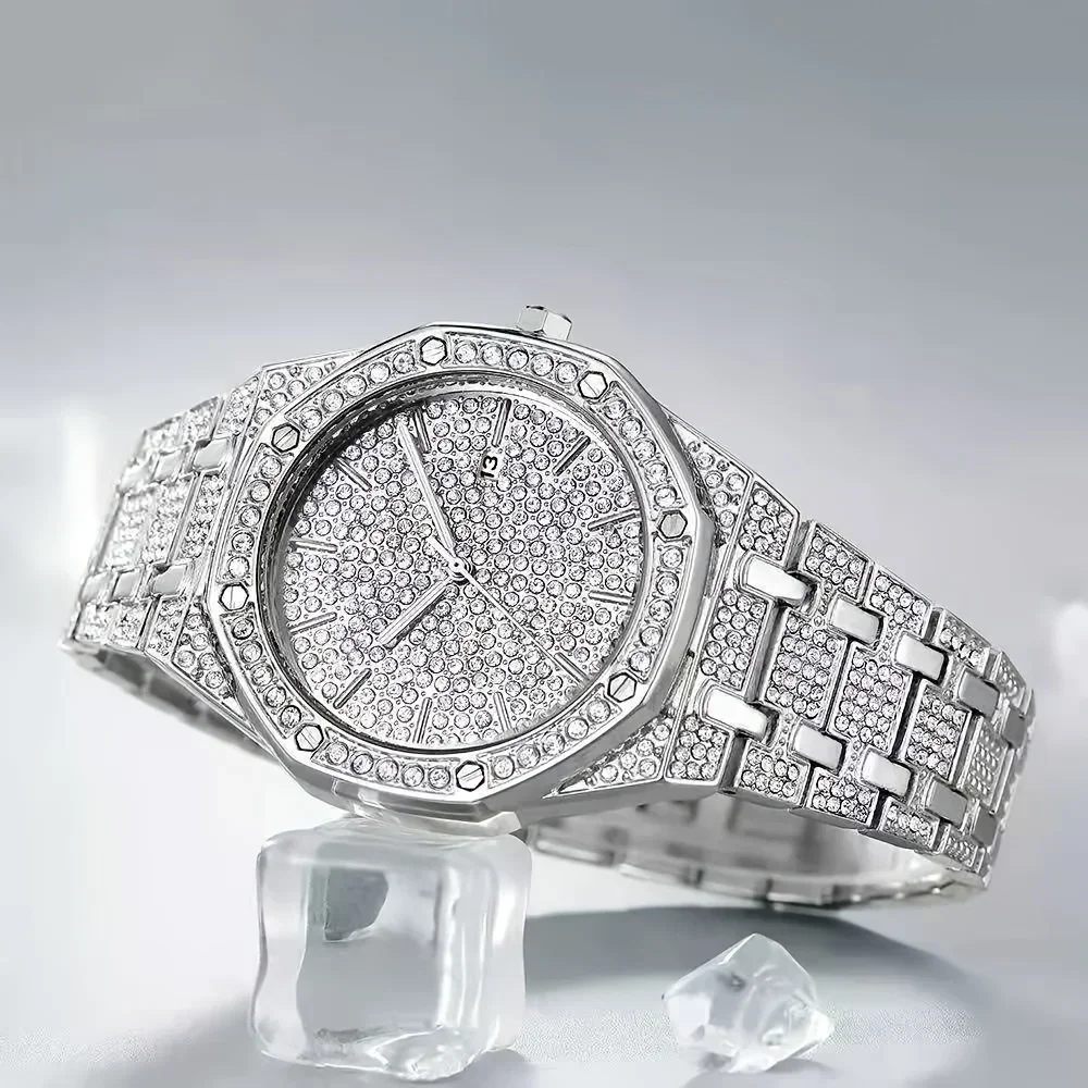 Fashion Octagonal Diamond Full Diamond Calendar Women's Watch Women's Watch Women's Watch