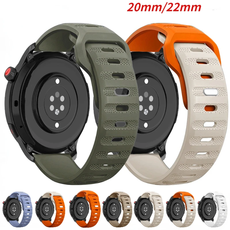 22mm 20mm Silicone Strap for Amazfit GTR/GTS4 Breathable Wristband for Samsung Galaxy Watch 6/5/4/5 Pro Huawei Watch 4/3/GT3 Pro