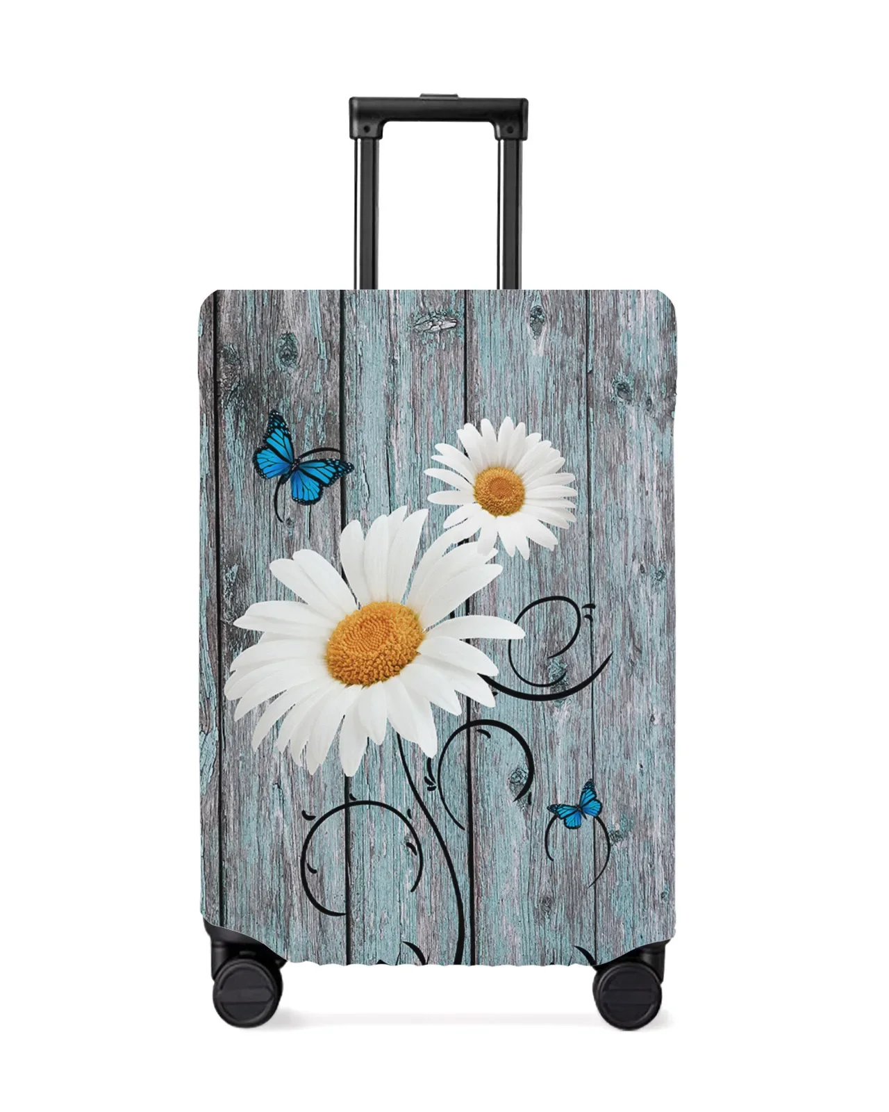 Daisy Retro Wood Grain Travel Luggage Protective Cover Travel Accessories Suitcase Elastic Dust Case Protect Sleeve