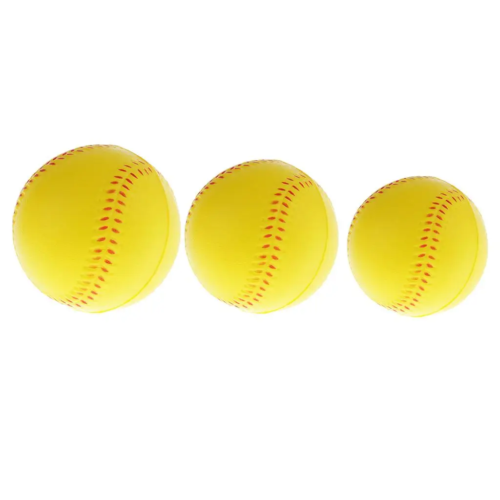 Yellow Practice Soft Softball / Training Baseball Ball - PU Foam, for Adults Training or Kids Playing