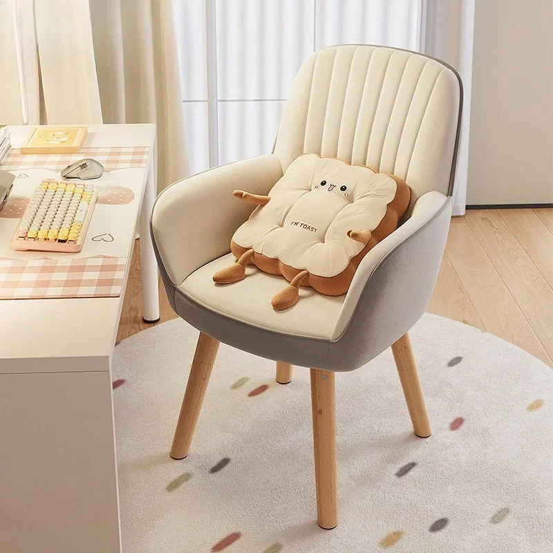 Exquisite Durable Bedroom makeup desk chair backrest computer chair comfortable sedentary dormitory solid wood study chair stool