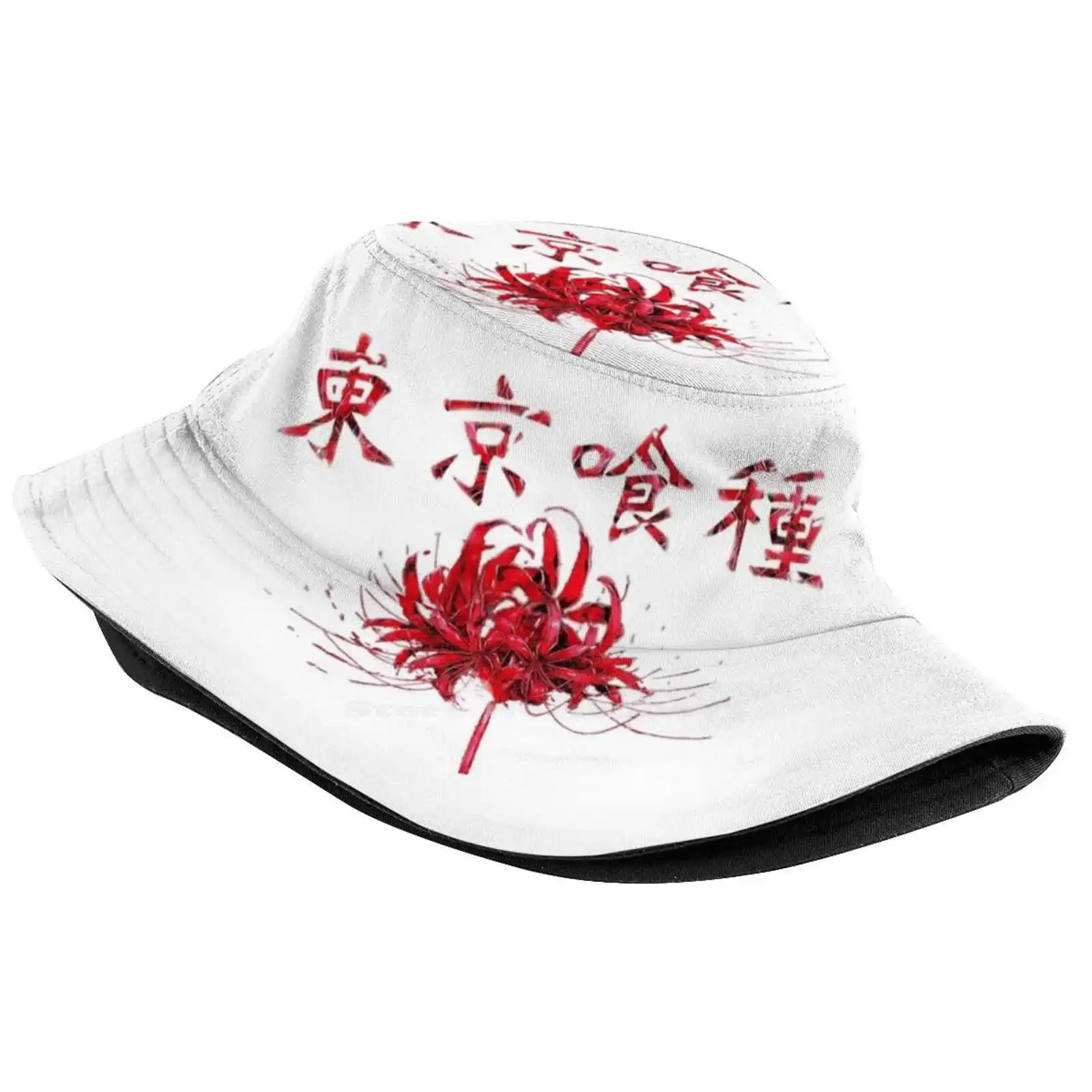 Tokyo Ghoul Uv Protection Foldable Bucket Hats Women Men Tokyo Ghoul Japan Blood Flower Logo Spider Lily Kaneki Ken Ken Kaneki