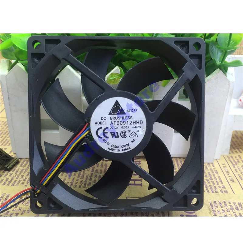 

Delta 9CM 9020 12V 0.36A Double ball bearing 4-wire PWM AFB0912HHD fan 180.97CFM 3000RPM air blower