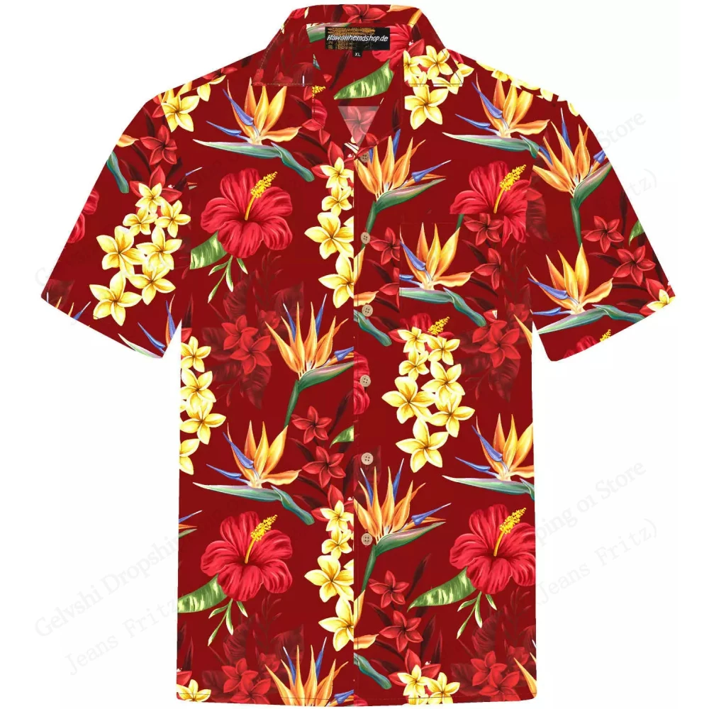 

Summer Tropical Floral Shirts for Men Clothing 3D Printing Hawaiian Vacation Shirt Short Sleeve Y2k Tops Vintage Clothes Blouse