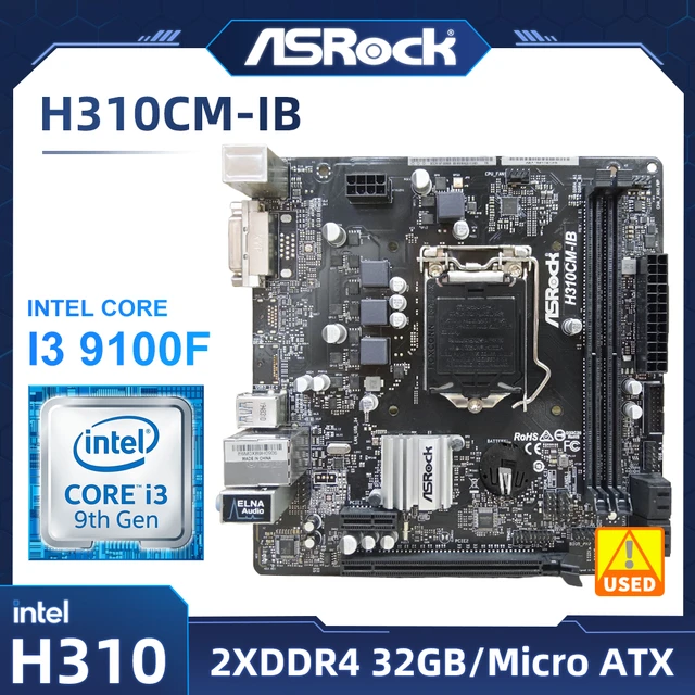 ASRock H310CM-IB Motherboard +I3 9100F cpu LGA1151 Intel H310 DDR4 2666 32GB  Micro ATX support i7-8700K i5-9400F i3-9300 cpu - AliExpress 7