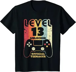 Level 13 Unlocked Official Teenager 13th Birthday Gamer T Shirts Summer Streetwear Short Sleeve Official Teenager Gifts T-shirt