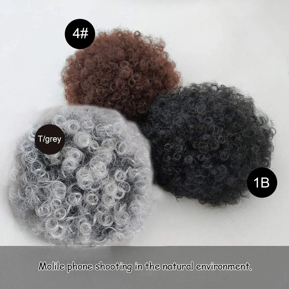 アフロパフ巾着ポニーテール変態カーリーおだんごヘア合成ショートエクステンションヘアピースアップヘア女性女の子用