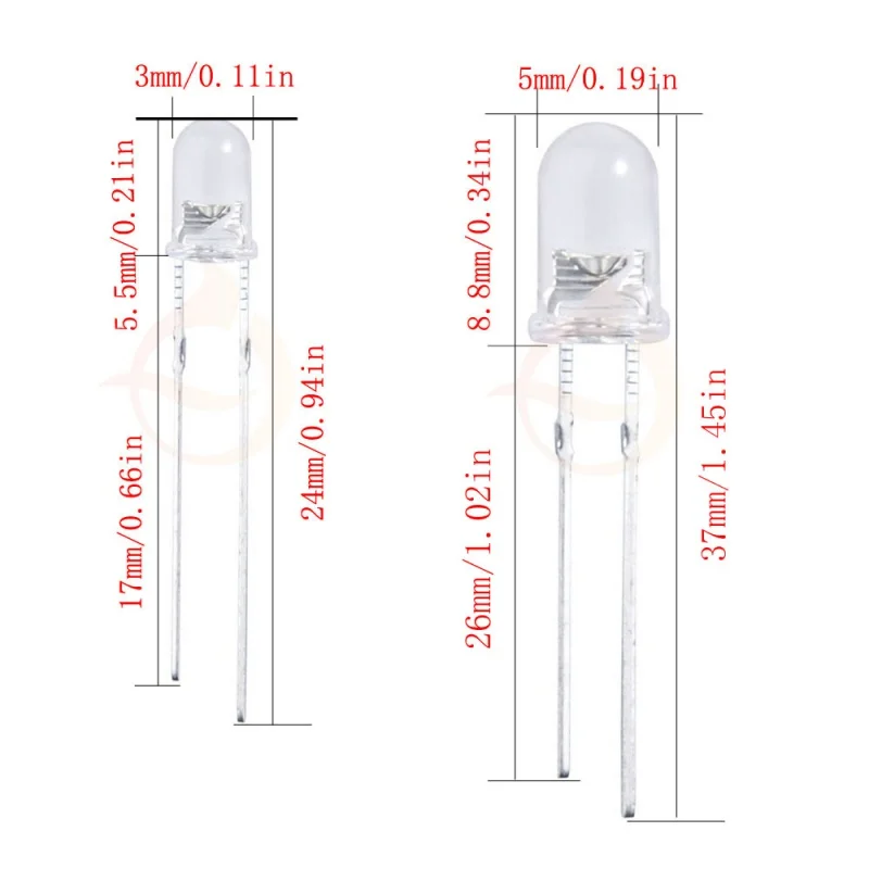 500pcs/lot F5 5MM Long Lead Transparent Ultra Bright White LED Diode Assorted kit set 5Colors Red White Yellow Green Blue