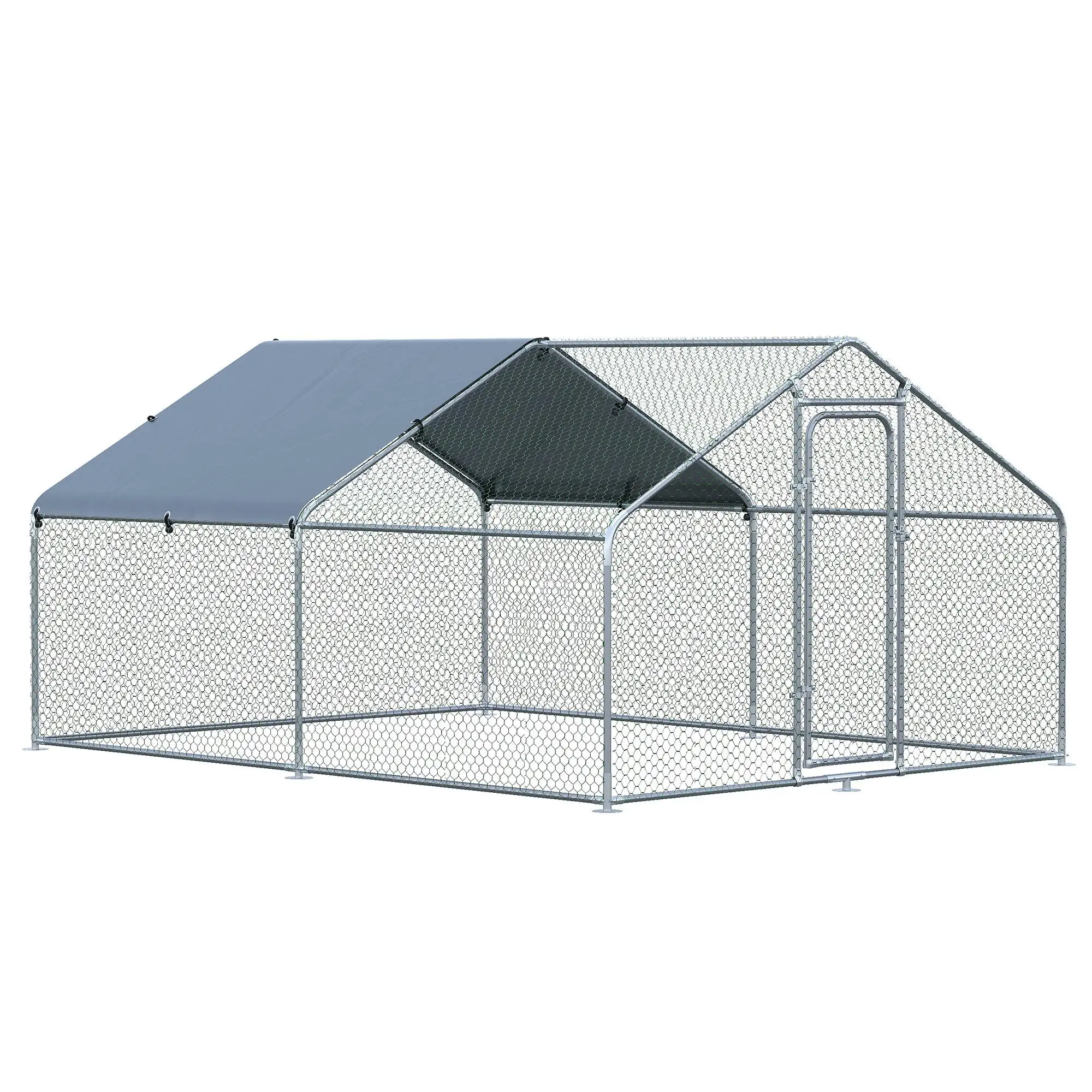 

Large Chicken Coop Metal Chicken Run with Waterproof and Anti-U Cover, Spire Shaped Walk-in Fence Cage Hen House