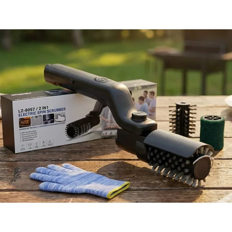 Electric BBQ Brush Cleaning Brush Outdoor BBQ Grill Brush Improvement No Hair Loss Folding Portable Household