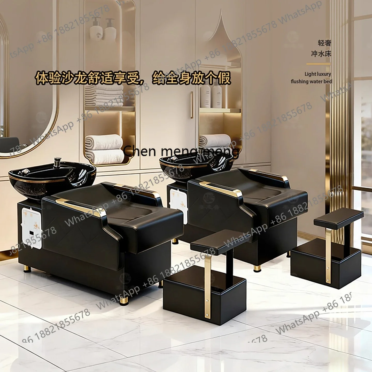 A139 Shampoo bed barber shop special semi-lying flush bed hair fast heating integrated water heater ceramic basin 2
